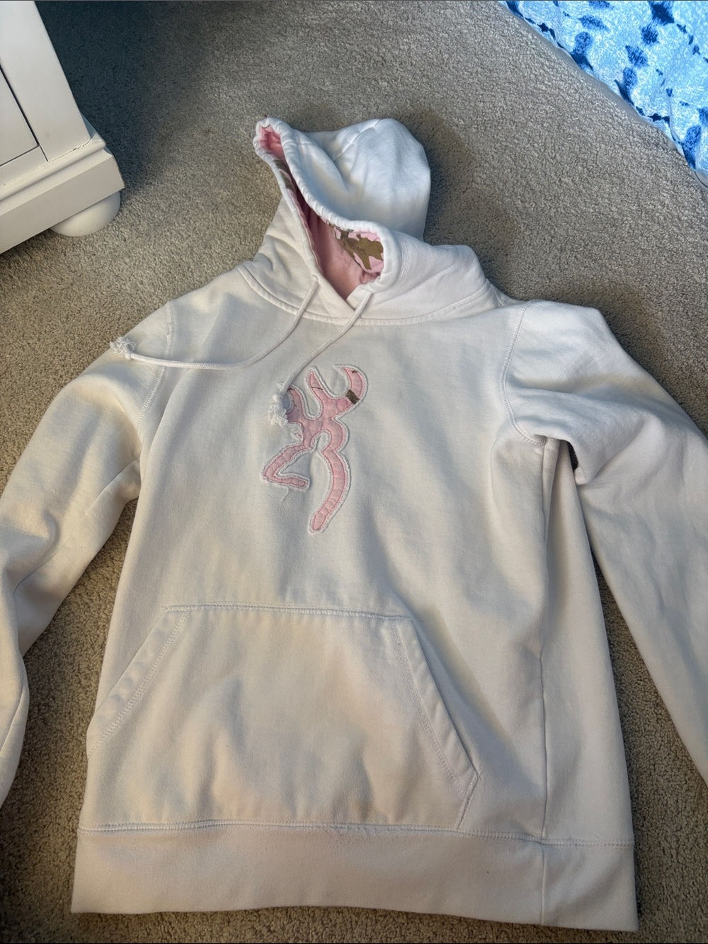 Browning Kids Hoodie Cream with Pink Logo